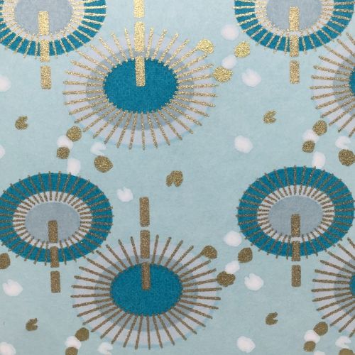 Papier washi bleu clair à ombrelles dorées