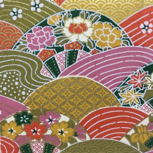 Papier washi à vagues et éventails multicolores