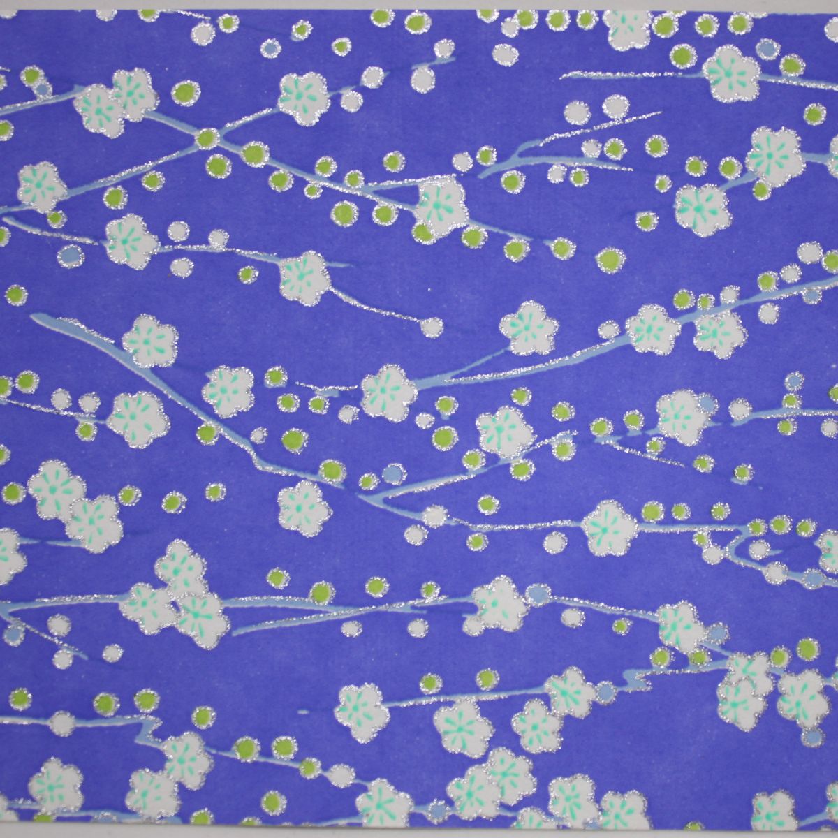 papier washi bleu-010 bleu fleurs